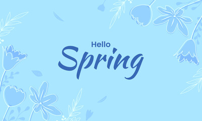Spring background with flowers, leaves. Seasonal graphic illustration for banner, poster, card design. Vector