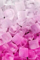 cold pink ice cubes background
