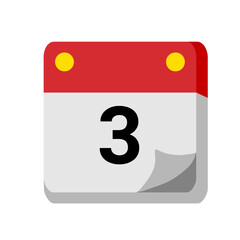 3 days of the month calendar isolated on white transparent background for event, birthday, date, month, day, appointment, agenda, business and deadline. empty month for text