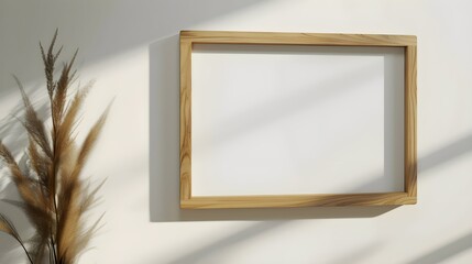 Empty mockup of a wooden frame with a delicate abstract design, radiating a sense of timeless beauty. 