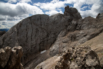 Fototapeta premium First world war monument in Searut, Marmolada, Dolomites, Italy