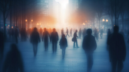 Fototapeta na wymiar Abstract silhouettes of crowds