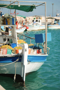 fishing boats in the harbor of island