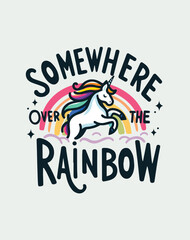 Illustration of a cute unicorn jumping on a rainbow, vector image of 10 colors, suitable for silk screen printing