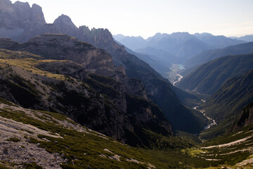 Aerial view the road to Aurunzo di Cadore, Dolomites, Italy.