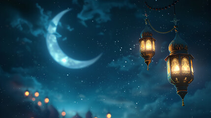 Obraz na płótnie Canvas ramadan and idul fitri background, Enchanting Ramadan and Eid Al-Fitr, islamic