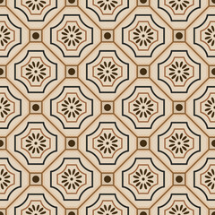 Japanese Diamond Flower Mosaic Vector Seamless Pattern
