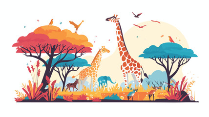 Safari park 2D flat vector illustration concept.
