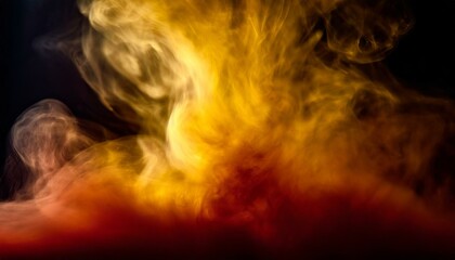 A vibrant dance of smoke in red and yellow hues, capturing movement and fluidity. Ideal for backgrounds, abstract art pieces, or visual effects.