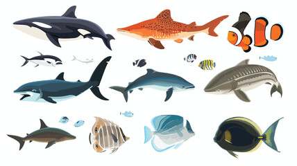 Sea fishes and animals collection 3 - vector.