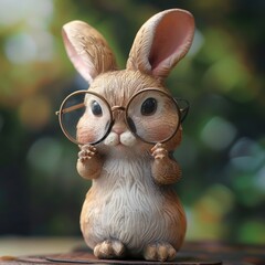 Cute rabbit wearing glasses