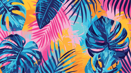 Fototapeta na wymiar Seamless abstract bright pattern with tropic