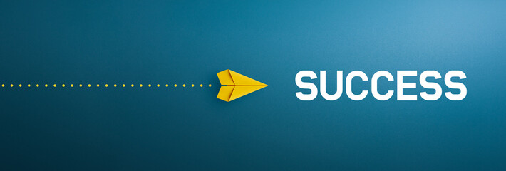Business for success concept with Yellow paper plane