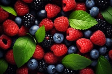 Fototapeta premium A variety of fresh fruits and berries, which serve as a great source of vitamins