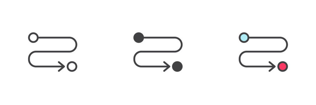 Route start and finish point different style icon set