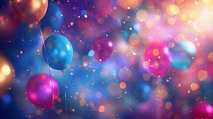 Obraz na płótnie Canvas Birthday party decoration background with balloons.