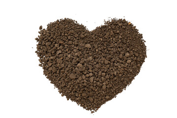 Heart shape made from fertile soil.Environmentally friendly concept Carbon dioxide emissions, Carbon Credit, World Soil Day.