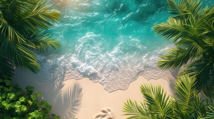 Fototapeta na wymiar Serene Tropical Beach Paradise from Above