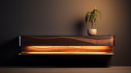 a floating nightstand with integrated ambient lighting.