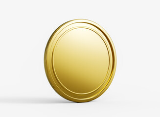 3d Golden Shiny Rounded Coin Isolated On White Background 3d Illustration