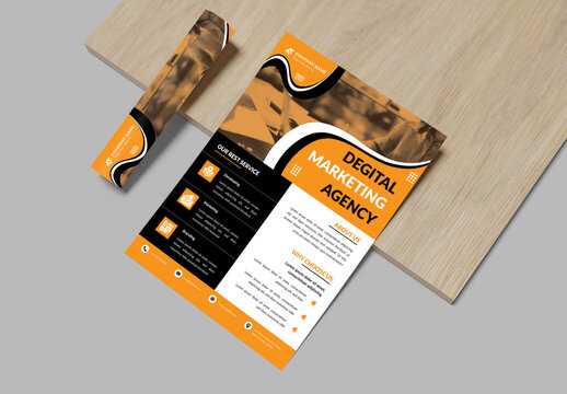 Business Flyer Layout with Yellow and Black Accents