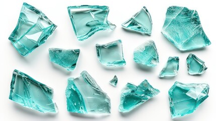 large glass rocks on a white background