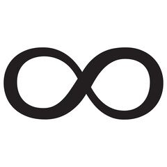 infinity symbol black - simple with discontinuation - isolated - vector