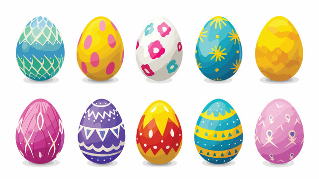 Set of colorful Easter eggs isolated on white