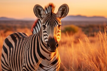 Fototapeta na wymiar Majestic zebra journeys through the african wilderness on thrilling safari adventure