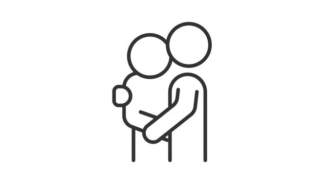 Comforting support line animation. Social help animated icon. Companionship treatment. Health service assistance. Black illustration on white background. HD video with alpha channel. Motion graphic