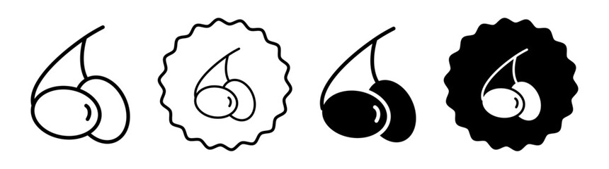 Olive set in black and white color. Olive simple flat icon vector