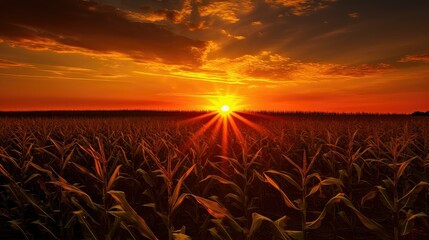 rural corn field silhouette