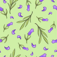 Lavender flowers and branches, floral print decor