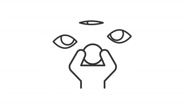 Delusion person line animation. Paranoia animated icon. Psychological medical condition. Social mistrust, isolation. Black illustration on white background. HD video with alpha channel. Motion graphic