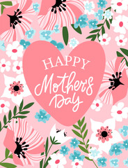 Floral happy Mothers Day card