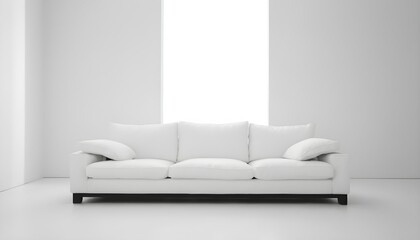 White modern sofa in an empty white room