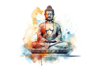 Lord buddha mediate watercolor style background

