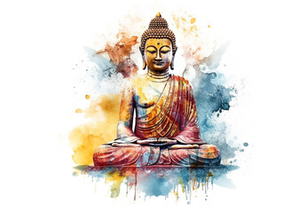Lord buddha  mediate watercolor style background  - obrazy, fototapety, plakaty