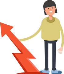 Girl Character and Arrow Chart
