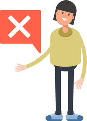 Girl Character and Wrong Mark
