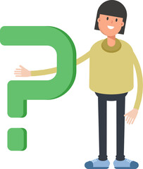 Girl Character and Question Mark
