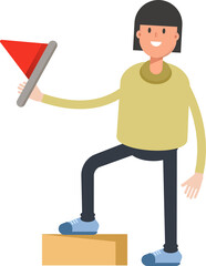 Girl Character Holding Flag
