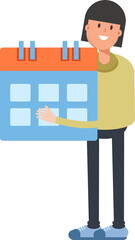 Girl Character Holding Calendar
