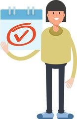 Girl Character and Check Mark Sign
