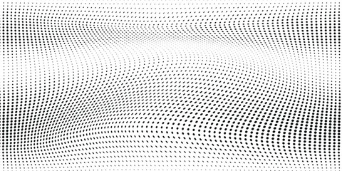 Halftone monochrome background with flowing dots vector illustration