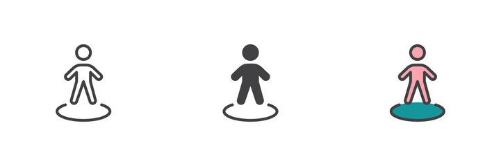 Human location position different style icon set
