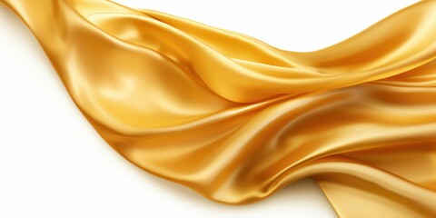 Fototapeta premium Golden satin fabric on white background