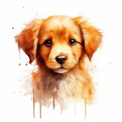 cute little dog watercolor isolated on white background.