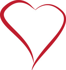 Hand Drawn Red Heart Icon Design. Editable Vector Illustration Outline Stroke. Transparent Background.