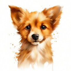 cute little dog watercolor isolated on white background.